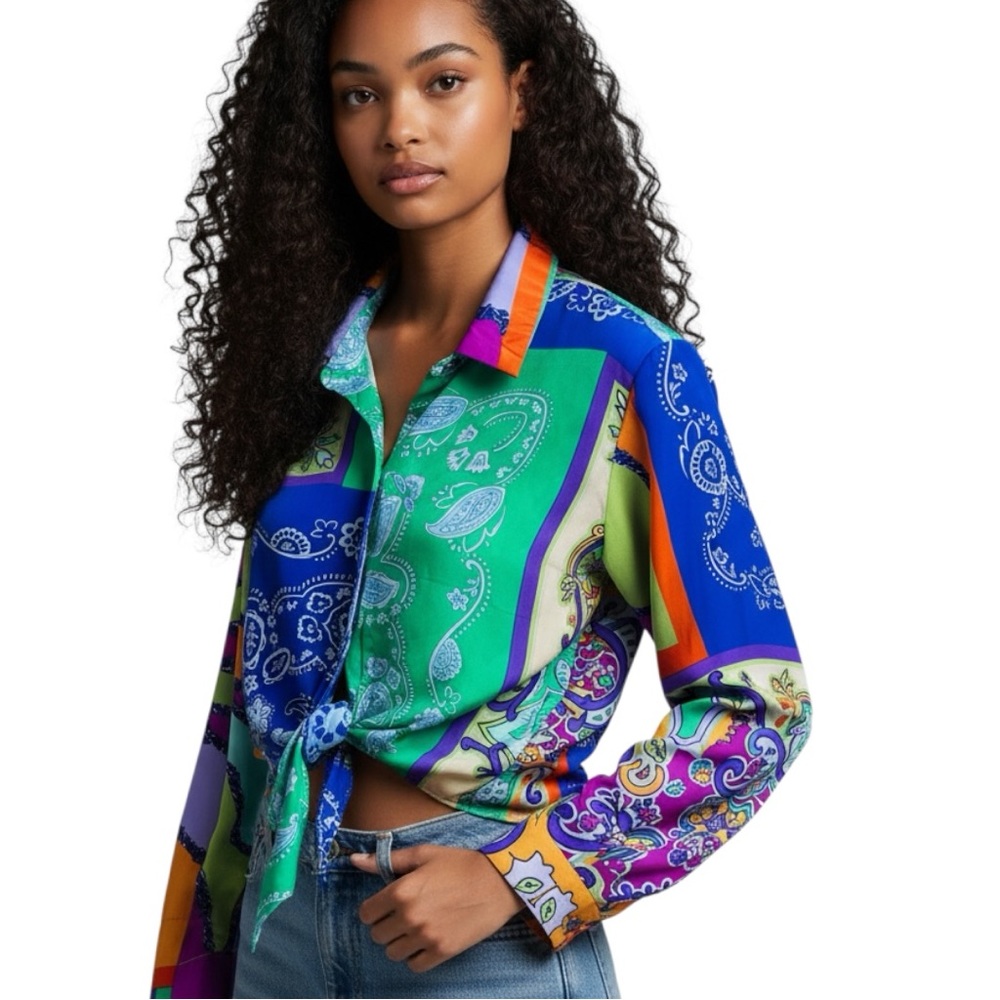 SHEIN Women Colorful Paisley Women's Top Whimsy Chic